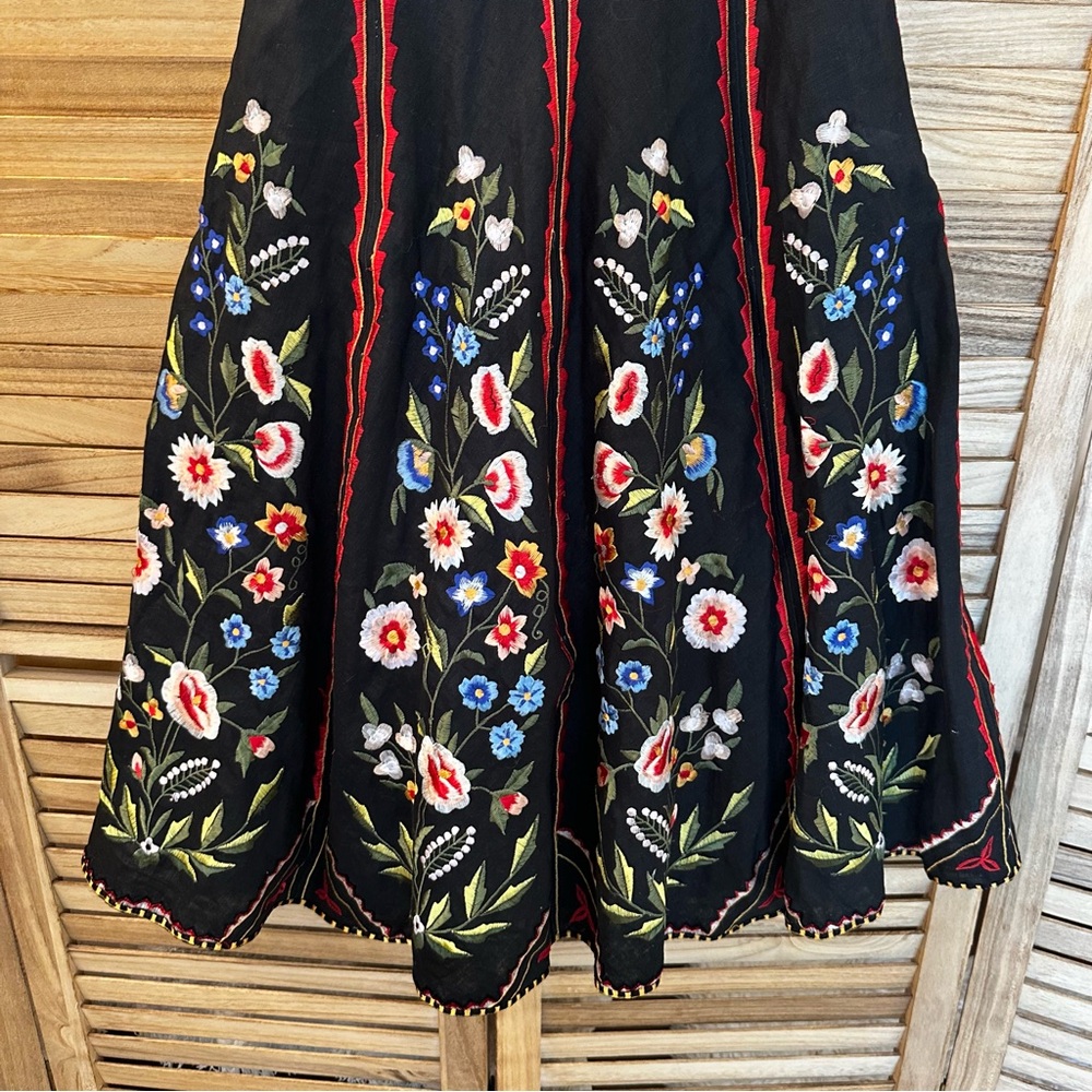 Sue Wong Linen Floral Embroidered under knee length dress size 6 - Picture 5 of 7
